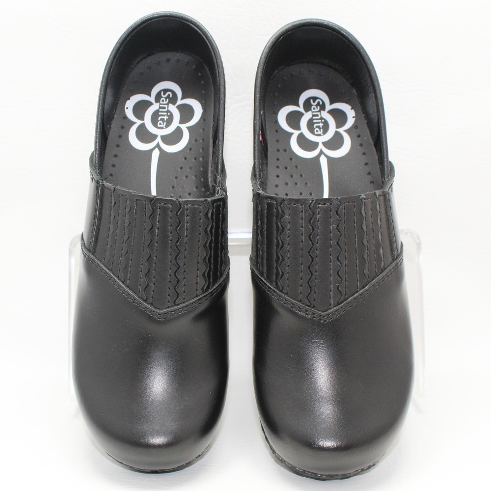 Sanita Professional Oil Leather Clogs Black Slip On Womens 38 EU / 7.5-8 US NWOB